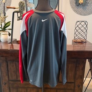 Y2K Vintage Nike Red and Gray Baseball Long-sleeve Shirt
